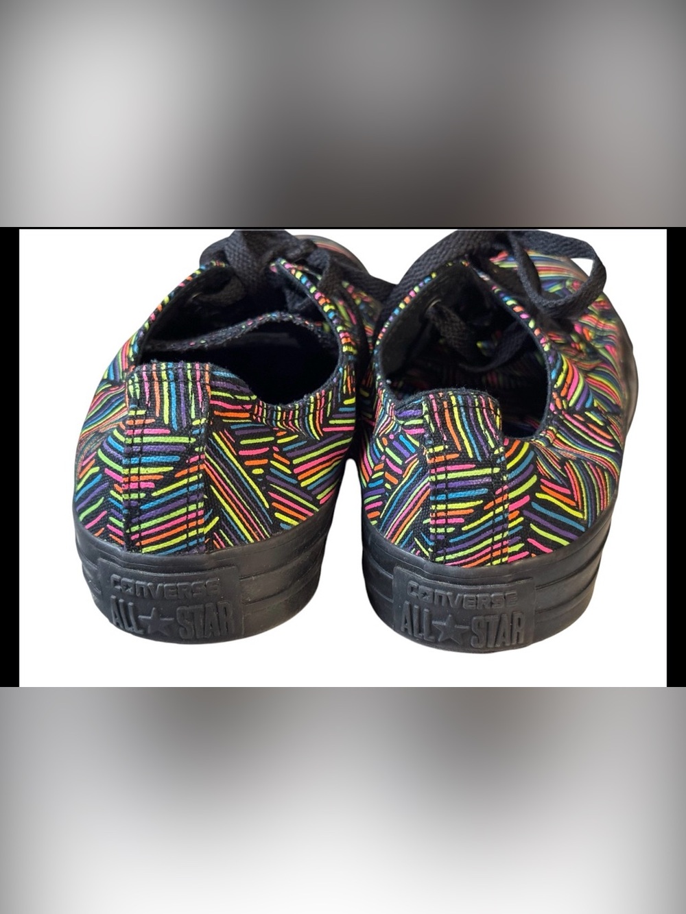 Converse Low Sneakers 154868F Neon Scratch Print Size Mens 6 Womens 8 - Picture 4 of 8